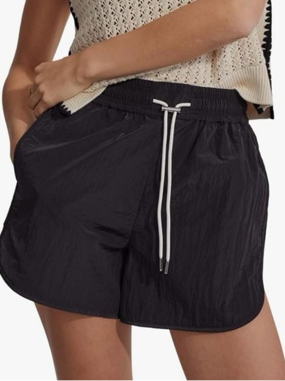 Varley Black Drawstring Athletic Shorts